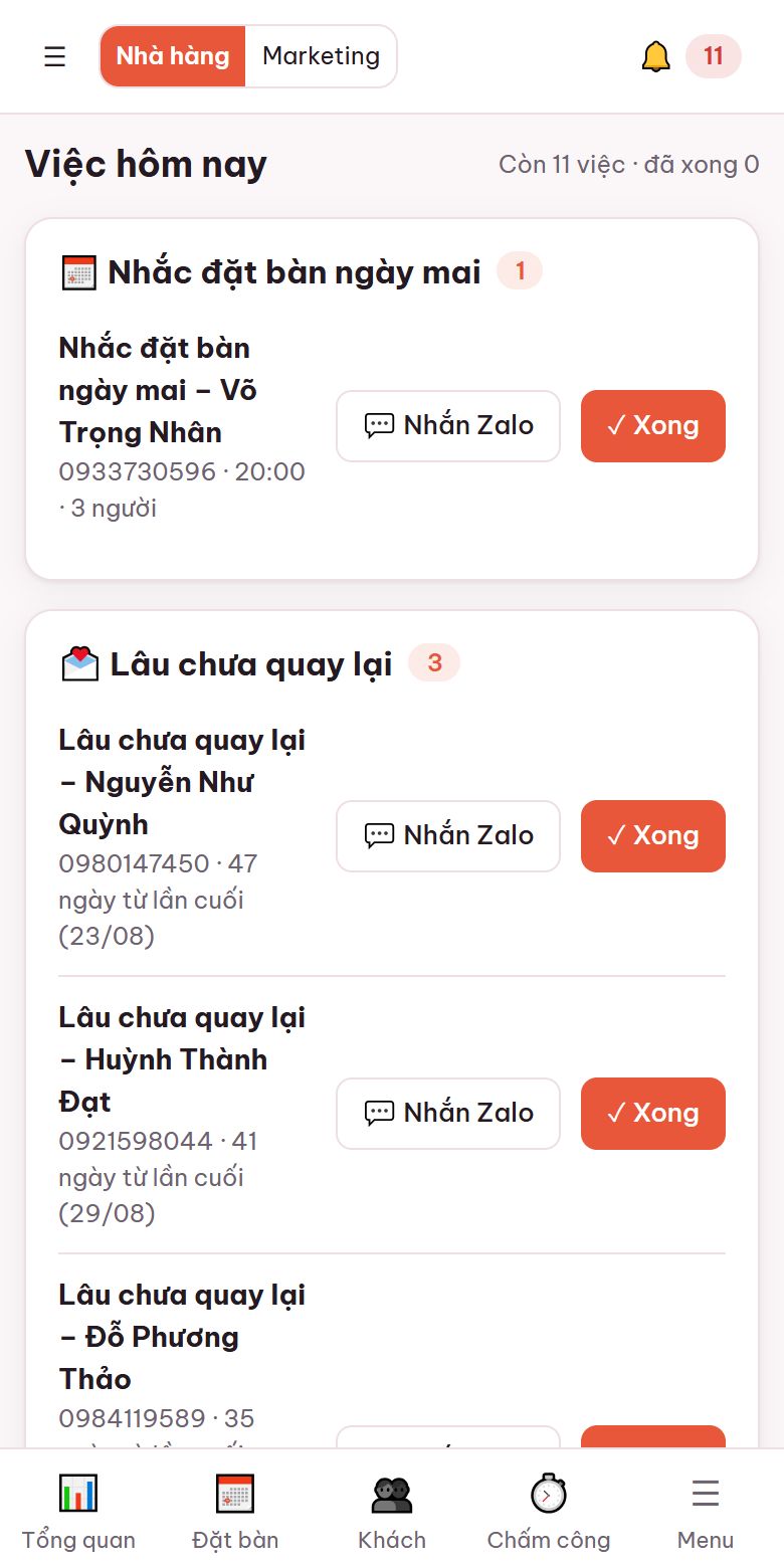 Việc hôm nay: nhắc khách